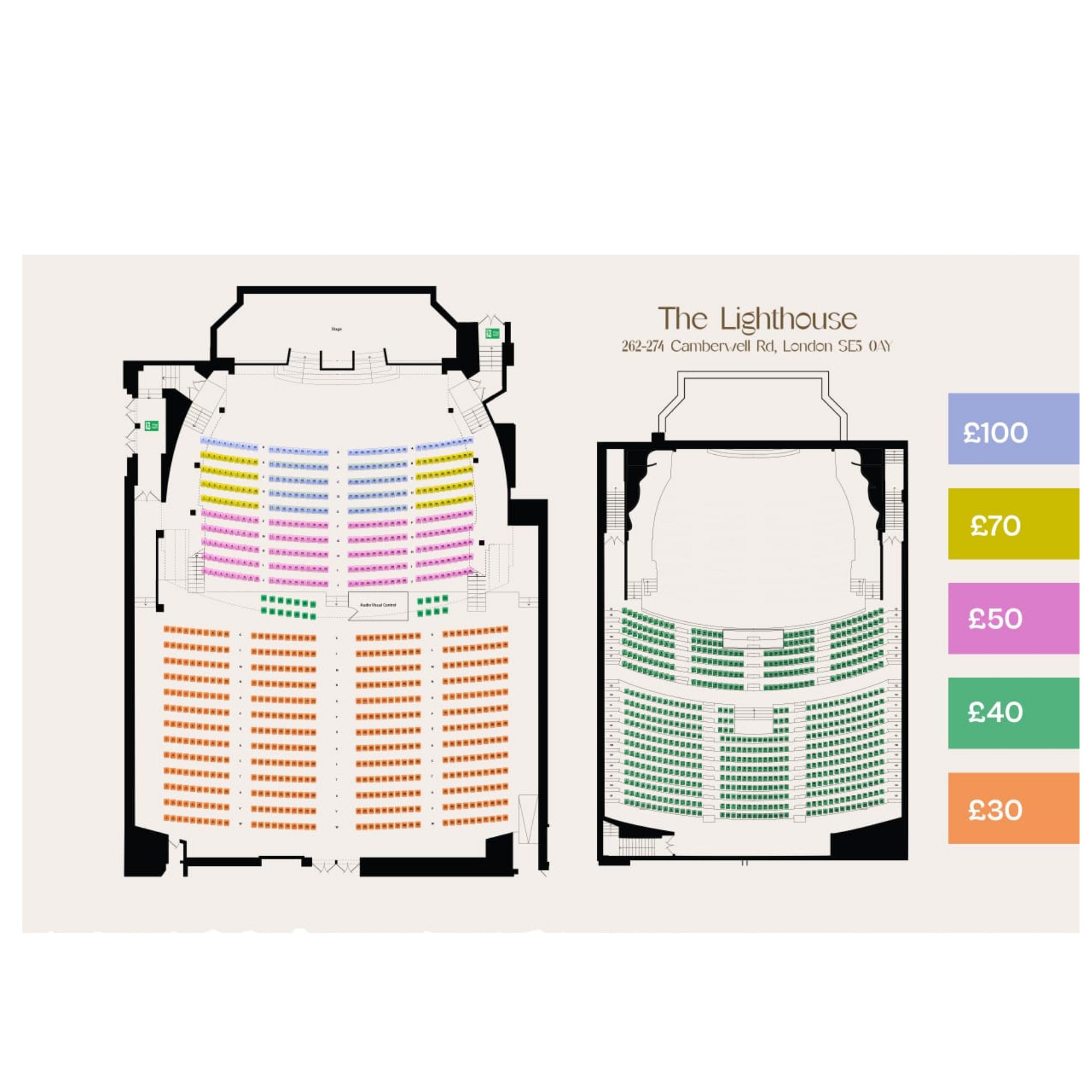 Seating plan showing sections for Lomir Zingen